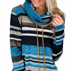 Striped Cowl Neck Sweatshirt